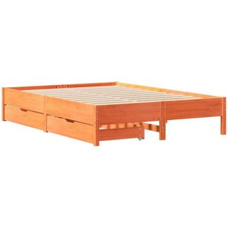 vidaXL Estructura De Cama Sin Colch&oacute;n Madera Maciza Marr&oacute;n 120x190 Cm Vidaxl