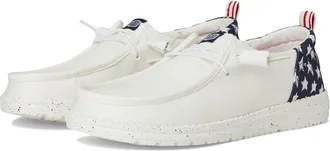 Hey Dude Wendy Funk Americana Stars Womens Flat Shoes White/Navy Blazer : 11 M, Textile