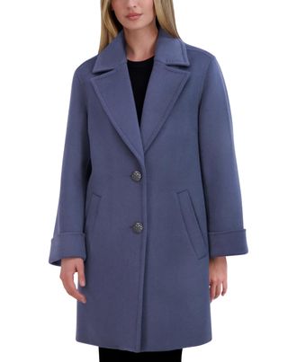 Elie Tahari Womens Sandra Soft Double-Faced Wool Blend Topper Peacoat, Blue Velvet