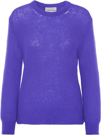 Americandreams Ulla O Neck Knit Pullover - Dames - Ronde hals truien - Paars - M - Wol - Truien & Vesten