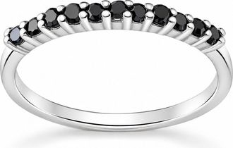 Pompeii3 14K White Gold 1/4ct Treated Black Diamond Wedding Anniversary Guard Ring Size Selectable