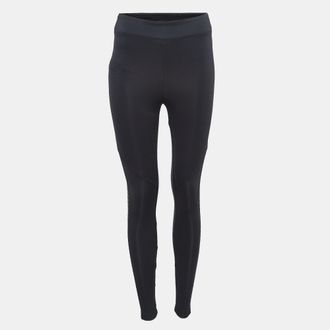 Koral Koral Black Sheer Lurex Mesh Trim Jersey Leggings