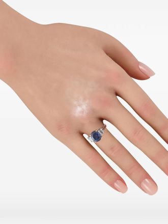 Luxury Bazaar diamond and sapphire ring - women - Platinum/Sapphire/Diamond - One Size - Silver