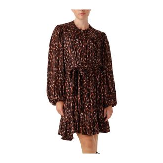 Notre-V Kleedjes, Dames, Bruin, M, Bruine Mini Jurk Nv-Gwen Stijl