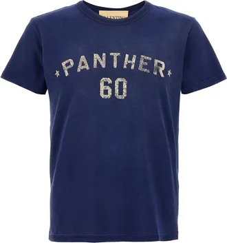 Valentino Garavani Katoenen T-shirt met Chez Valentino Print en Patch - Heren - T-shirts - Blauw - L - Katoen - Tops