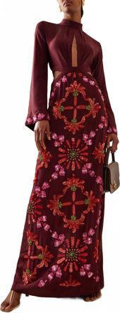 Johanna Ortiz Aurora Magica Maxi Dress In Festival Wine/red/pink