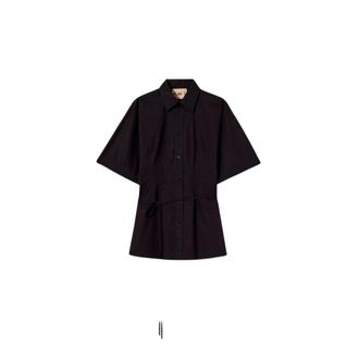 Plan C Shirts, female, Black, Size: L Shirt with Tie Belt