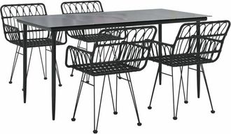 vidaXL Vidaxl - Juego De Comedor De Jard&iacute;n 5 Piezas Rat&aacute;n Sint&eacute;tico Negro