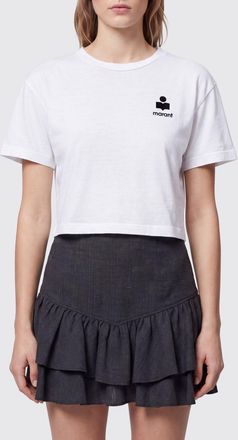Isabel Marant T-shirt cropped in cotone con logo a contrasto