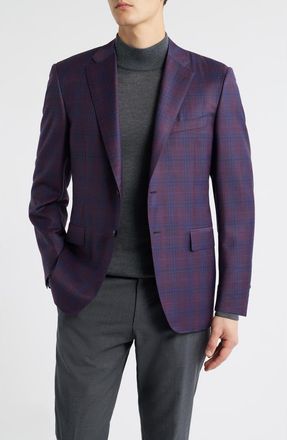 Canali Siena Regular Fit Purple Shadow Check Wool Sport Coat at Nordstrom, Size 42 Us