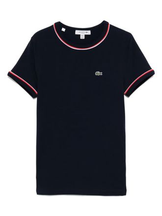 Lacoste accent jersey T-shirt - women - Elastane/Cotton - 36 - Blue
