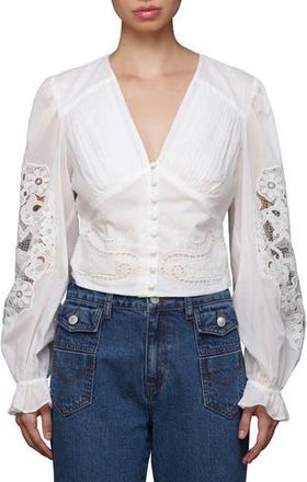 Avec Les Filles Pintuck Lace Shirt in White at Nordstrom Rack, Size X-Small