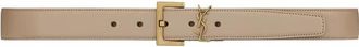 Saint Laurent Cassandre Belt with Square Buckle - female - Saint Laurent - Belts - Beige - 100 CM - Accessories