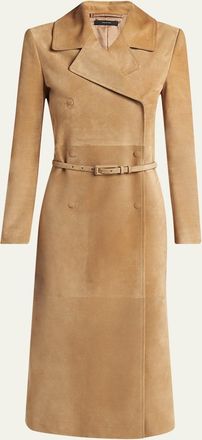 Tom Ford Belted Suede Long Trench Coat