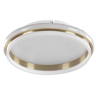Beliani L&aacute;mpara De Techo Led De Metal Dorado Blanco 42 Cm Pantalla Anillo Taping