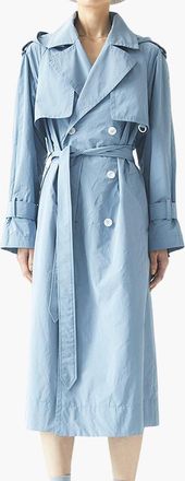Caalo Sustainable Water-Resistant Hooded Trench Coat in Light Blue at Nordstrom, Size Medium
