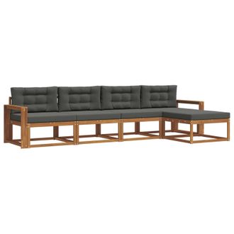 vidaXL Conjunto De Sof&aacute;s De Exterior 5 Pcs Natural Y Antracita Vidaxl