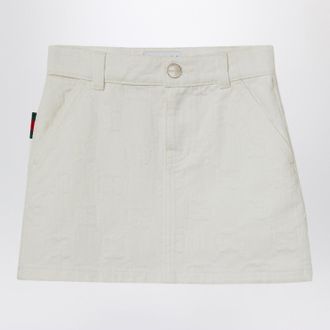 Gucci Gonna bianca in denim GG jacquard