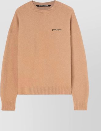 Palm Angels cashmere blend regular fit logo embroidered crewneck jumper