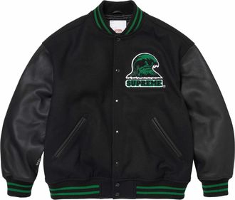 SUPREME Wave Varsity Jacket Black Green SUP-SS24-180