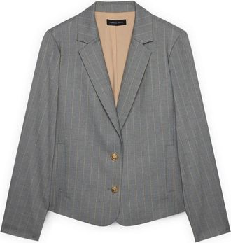 Fiorella Rubino Pinstripe Blazer met Gouden Knopen - Dames - Blazers - Grijs - XL - Wol - Jassen