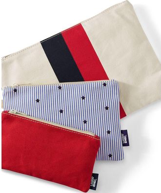 Lands End Zip Canvas Pouch 3 Pack in Red/navy Stripe Mix at Nordstrom