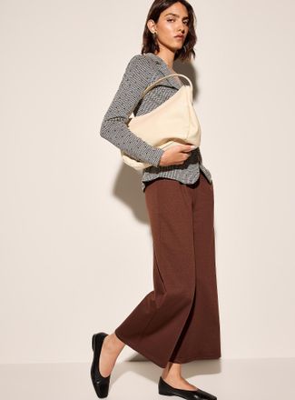 Ichi Womens Structured jersey pleated cropped pant