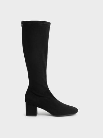 Charles & Keith Textured Block Heel Knee Boots