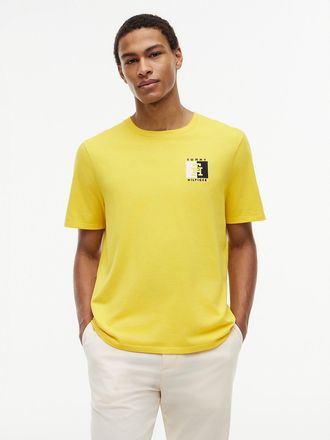 Tommy Hilfiger Mens Two-Tone Flag Logo T-Shirt - Yellow - XXXL