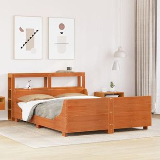 vidaXL Vidaxl - Cama Sin Colch&oacute;n Madera Maciza De Pino Marr&oacute;n Cera 140x200 Cm