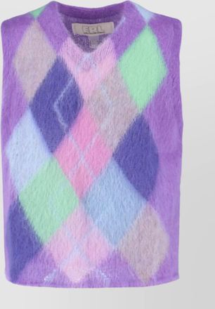 ERL sleeveless crewneck top argyle pattern