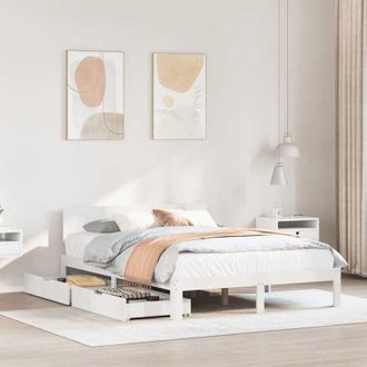 vidaXL Estructura De Cama Con Cajones Madera De Pino Blanca 140x200 Cm Vidaxl
