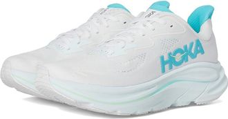 Hoka One One Clifton 10 Womens Shoes White/Cielo Blue : 10.5 B - Medium