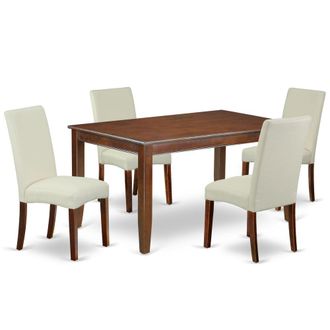 East West Furniture Dining Room Set Mahogany, DUDR5-MAH-01