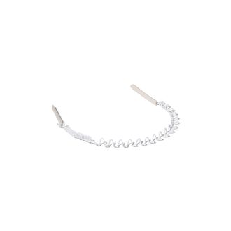 Miu Miu Metal And Leather Headband, Woman, Chalk White