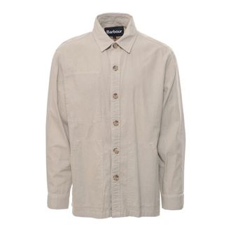 Barbour Casual Shirts, male, Beige, Size: M Natural Linen-Blend Overshirt