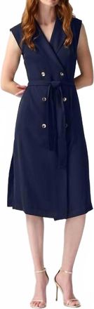 Joseph Ribkoff Woven Sleeveless Wrap Dress In Midnight Blue