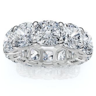 Pompeii3 12Ct Cushion Cut Diamond Eternity Ring 14k Gold Basket Wedding Band Lab Grown