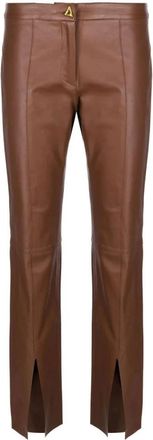 &Aacute;eron Bruin Leren Casual Broek - Dames - Leren Broeken - Bruin - XS - Leer - Broeken