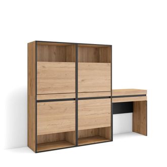 Skraut Home Zapatero efecto madera roble 190x35x145cm