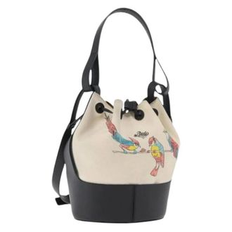 Loewe Pre-owned Bucket Bags, female, Beige, Size: ONE SIZE Pre-owned Canvas Bucket Bag