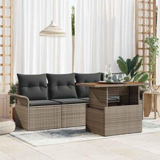 vidaXL Conjunto De Sof&aacute; De Jard&iacute;n 5 Pcs Gris 100 X 55 X 73 Cm Vidaxl