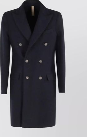 Eleventy double-breasted long coat and pockets