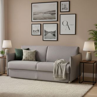Dmora Sof&aacute; Fijo 2 Plazas Varedo, Desenfundable, Hidr&oacute;fugo Made In Italy, Lavable, 180x95x90h Cm Gris
