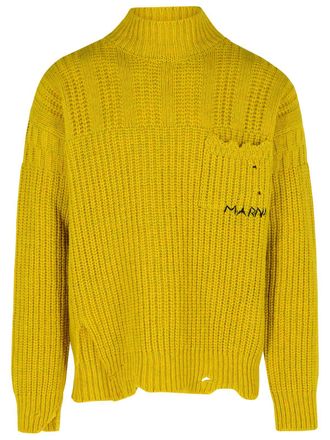 Marni Mustard Virgin Wollschildkrötenpullover