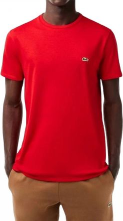 Lacoste Short Sleeve Crew Neck Pima Cotton Jersey T-Shirt In Red
