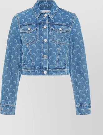 Marine Serre denim cropped printed jacket