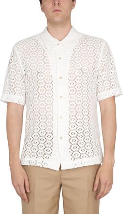 S&eacute;fr White Pointelle Knit Shirt