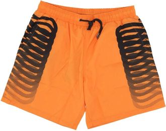 PROPAGANDA Ribbed Swim Shorts Orange/Black - Heren - Strandmode - Oranje - L - Polyester - Badmode