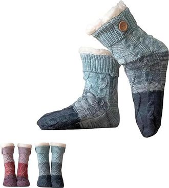 Generic Knitted Ultra-Thick Slipper Home Sock, Ultra-Thick Cashmere Slipper Home Socks,Soft and Comfortable, Suitable for Women (Blue,One Size)